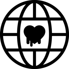 Earth Grid With Heart Symbol Of Security Sticker Svg Vector, Free Vectors File